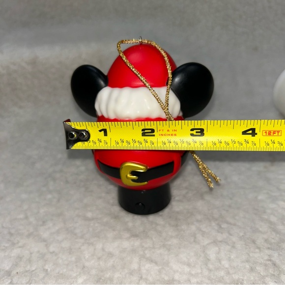 Disney Hallmark Mickey Santa plastic lighted Christmas ornament 4" off on button - Picture 5 of 8